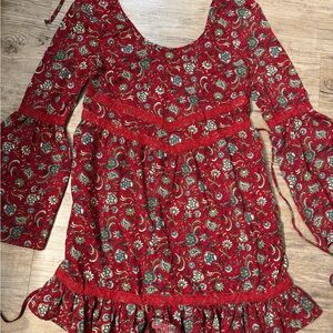 Floral Red Bohemian Dress